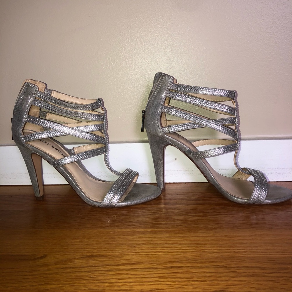 Audrey Brooke studded nude heels